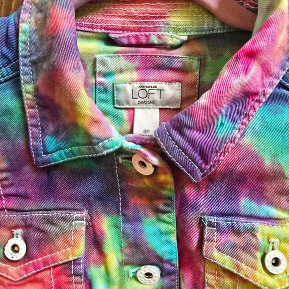 Tie-Dye Ann Taylor Loft Cotton Jacket in Size 8 Petite - Picture 2 of 3
